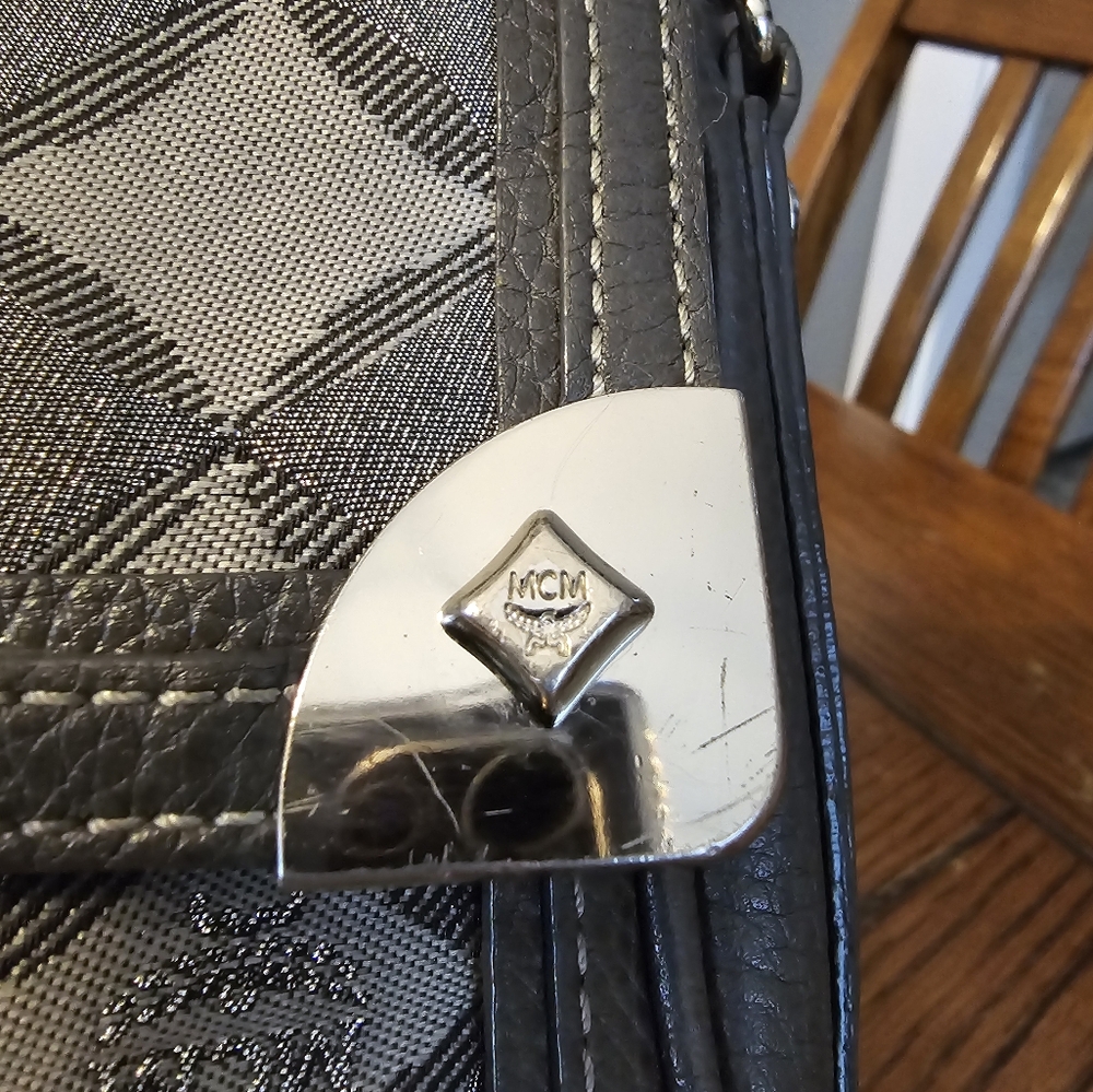 MCM RARE Gray Glitter Canvas Handbag in EUC - Picture 7 of 16